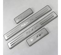JYMLOV 4 Pezzi Acciaio Inossidabile Battitacco per Auto Sticker,per FO-rd Kuga 2013 2014 2015-2022,Esterno Battitacco Protezione Plates Anti-Graffio Scuff Adesivi Decorativi Accessori,Black,Silver