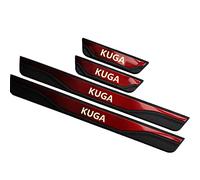 JYMLOV 4 Pezzi Acciaio Inossidabile Battitacco per Auto Sticker, per FO-rd Kuga 2013 2014-2019, Esterno Battitacco Protezione Plates Anti-Graffio Scuff Adesivi Decorativi Accessori,Black,Red