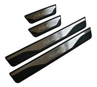 JYMLOV 4 Pezzi Acciaio Inossidabile Battitacco per Auto Sticker, per FO-rd Kuga 2013 2014-2019, Esterno Battitacco Protezione Plates Anti-Graffio Scuff Adesivi Decorativi Accessori,Black,Silver