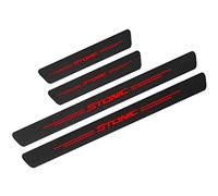 JYMLOV 4 Pezzi Adesivi per Battitacco per K-IA Stonic, Adesivo per Battitacco in Fibra di Carbonio dell AntiGraffio Accessori Styling per Davanzali per Porte Auto,Red
