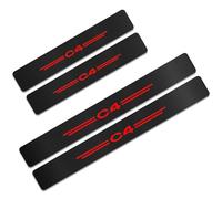 JYMLOV 4 Pezzi Fibra di Carbonio Battitacco per Auto Sticker, per Citr-oen, Pellicola del Protezione Davanzale Portiera Auto Anti-Graffio Scuff Adesivi Decorativi Accessori,C4 Red