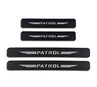 JYMLOV 4 Pezzi Fibra di Carbonio Battitacco per Auto Sticker, per NIS-San, Pellicola del Protezione Davanzale Portiera Auto Anti-Graffio Scuff Adesivi Decorativi Accessori,Patrol White