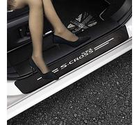 JYMLOV 4Pezzi Auto Fibra di Carbonio Battitacco Adesivi, per Suz-uki SX4 S-Cross S Cross, Soglia Porta Anti-Graffio Scuff Piastra di Protezione,Black