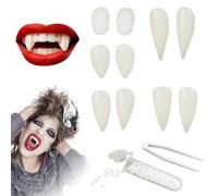 JynkGlyxora Denti da Vampiro Halloween, Denti da Vampiro, Divertenti, scherzi da brivido, Ideali per Feste, Halloween, Demoni e Streghe