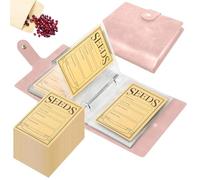 JYNVO 1 astuccio in pelle rosa con 2 anelli e 50 sacchetti per semi, sacchetti per semi da giardino, buste per la conservazione dei semi di ortaggi, libro per la raccolta dei semi