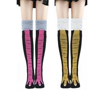 JYNVO 2 Paia Chicken Leg Socks Calzini con Gambe di Pollo Pazzi Divertenti Creativi Novità Calzini Calzini Alti al Ginocchio Tacchino Halloween Natale per Donne e Ragazze