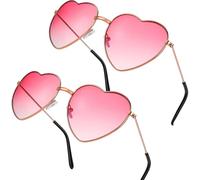 JYNVO 2 paia di occhiali da sole a forma di cuore, occhiali da sole rosa a forma di cuore da donna, occhiali retrò hippie per carnevale, Halloween, Maiorca, trucco per bambole Barbie e feste