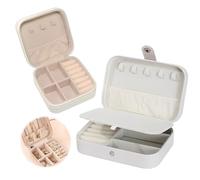 JYNVO 2 Pezzi SetPortagioie da viaggio Bianco & Bianco, Scatola di Gioielli Compatta per Viaggio con Multi-Compartimenti, Conservazione Portatile per Orecchini, Collane, Anelli, per Donne