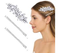 JYNVO 3 Pezzi Fermagli per Capelli Strass, Spille Decorative per Damigella d'Onore Fiore Copricapo Matrimonio Fermagli per Capelli Eleganti da Donna Accessori per Capelli Matrimonio
