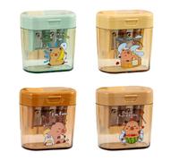 JYNVO 4 Pezzi Capybara Temperamatite con Serbatoio in Plastica 2 Foro Manuale Dimensioni Matita Colorata Temperamatite con Contenitore Piccolo, per Studenti, Scuola, Casa, Forniture per Ufficio