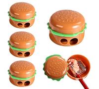 JYNVO 4 Pezzi Hamburger Temperino con Serbatoio, 4 Colori Temperamatite, Doppi Fori, Contenitore Bambini Trucco per Studenti