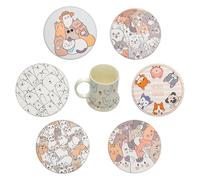 JYNVO 6 Pz. Sottobicchieri Cartoon Pets - Antiscivolo, Lavabile, Disegni Animali Adorabili, Regalo Perfetto per Famiglia & Amici
