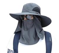 JYNVO Cappello da pescatore estivo anti-UV, pieghevole, a tesa larga, da uomo e da donna, con cinturino sotto il mento regolabile, UPF 50+, da esterno