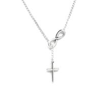 JYNVO Collana Donna Argento Croce Infinito con Zirconi -,Regolabile, Regalo Elegante Crocifisso Collana Donna, non si ossida e impermeabile, girocollo semplice gioiello, regalo con croce religiosa