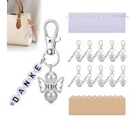 JYNVO Confezione da 30 10 ciondoli a forma di angelo custode, 10 sacchetti in organza e 10 bomboniere Kraft Lucky Charms per matrimoni, battesimi, ringraziamenti, comunioni, compleanni e Natale