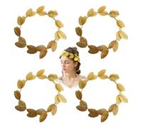 JYNVO Confezione da 4, corona d'alloro dorata, cerchietto greco in foglia d'oro, cerchietto da sposa per matrimonio, festa, ballo di fine anno, sfilata di moda