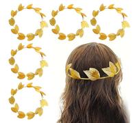 JYNVO Corona di alloro dorata in 5 pezzi, copricapo greco antico in foglia d'oro, copricapo romano, corona di foglie d'oro copricapo romano in foglia, copricapo da sposa per festa di matrimonio