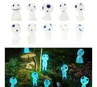 JYNXOR 10 Pcs Halloween Mini Elfi Degli Alberi Fosforescenti, Elfi Degli Alberi Luminosi, Decorazioni da Giardino con Personaggi Princess Mononoke,Elfi Mononoke Resina per Prati,Accessori da Giardino