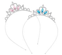 JYNXOR 2 Pezzi Principessa Tiara per Ragazze, Corona Bambina per Bambini Fascia Rosa Ragazze Cristallo Tiara Cerchietto Corona Bambina Tiara Compleanno Blu Cerchietto da Principessa Per Ragazze