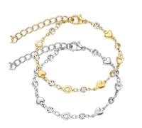 JYNXOR 2 Pezzi Set Bracciale Donna Argento Oro, Braccialetto Tennis Zirconi, Braccialetti Diamond, Bracciale Strass Donna per Donne Ragazze Regalo Gioielleria, Compleanno Donna Ragazza, Regolabile
