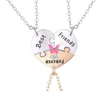 JYNXOR 3 Pcs Adorables BFF Collares para 3 Niñas, Best Friends Collares con Colgante Corazón, Collar de Amistad Dorado, Colgante De Medio Corazón Collar per Ragazzi e Ragazze Regalo di Compleanno