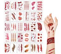 JYNXOR 30 Fogli Halloween Tatuaggi Temporanei, Trucco,Tatuaggio Della Ferita Di Halloween, Tatuaggio Temporaneo Per Halloween, Fogli Adesivi Tatuaggi Cicatrice Halloween, Masquerade, Carnevale, Feste