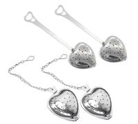 JYNXOR 4 Pezzi Colino da tè a Forma di con Catena, Colini da tè in Acciaio Inossidabile a Forma, Tè Strainer con Vassoi, Filtro te Infusione in 304 Acciaio Inossidabile per gli Amanti del Tè(Cuore)