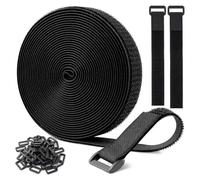 JYNXOR 5M fascette fermacavo con 25 fibbie, fermacavi riutilizzabili 2 cm larghezza, fascette a strappo, cinghie fermacavi per cable management, per organizzare cavi, tubi flessibili, nero