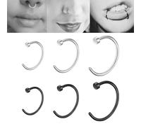 JYNXOR Falso Anello di Naso in Acciaio Inossidabile a Forma di C Piercing all'Orecchio Piercing del Corpo Gioielli-Argento, Nero
