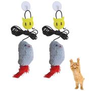JYNXOR Giocattolo per gatti auto-occupazione, telaio per porta, topi grigi, topi realistici, gioco interattivo con coda di piume