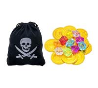 JYNXOR Giochi Sacchetti pirata Monete Finte Oro Gemme Colorate Bambini Regali Caccia al Tesoro Accessori pirata Caraibi Festa Compleanno Cosplay Carnevale