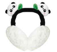 JynxtoyZeal Paraorecchie a forma di panda, regolabili, confortevoli, paraorecchie a forma di animale, per ragazze e donne, pieghevoli, in peluche, antivento, per il freddo, regalo di compleanno di