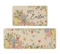 JynxtoyZeal Set di 2 Tappetino da cucina con uova di Pasqua, Stampa di uova di Pasqua, Ideale per Interni ed Esterni, Pavimento Bagno, Tappeto da cucina antiscivolo Set （40 × 60 +40×120cm）