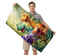 JynxtoyZeal Telo Mare Dinosauri, Asciugamano da dinosauro, Telo Mare Asciugamano da Spiaggia e Piscina in Microfibra per Spiaggia, Viaggi, Nuoto-150×70cm