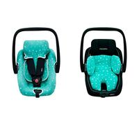 JYOKO KIDS Rivestimento per seggiolino auto in cotone compatibile con Maxi Cosi Recaro Zero, I-Size e Fodera per riduttore in cotone taglia 0 (Mint Sparkles)