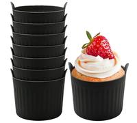 Jyongrmy 8 Pezzi 6.5 cm Pirottini per Friggitrice Ad Aria, Riutilizzabile Pirottini in Silicone, Antiaderente Stampo per Uova in Silicone, Stampi Muffin Friggitrice Ad Aria per Pancake, Torte, Uova