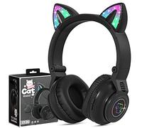JYPS Cuffie Bluetooth Bambina, Cuffie Bambini senza Fili con Orecchie da Gatto e Luce a LED, Wireless Cuffie Bluetooth Over Ear per Bambina/Bambino/Ragazza, con Slot per Schede SD