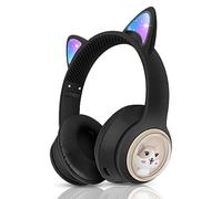JYPS Cuffie Bluetooth Bambina, Cuffie per Bambini Over-Ear, Wireless Cuffie Orecchie da Gatto Over-Ear con Luci Lampeggianti, Cuffie Ragazz senza fili con Microfono per Kindle/iPad/FireTablet/Adulti