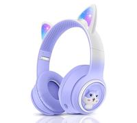 JYPS Cuffie Bluetooth Bambina, Cuffie per Bambini Over-Ear, Wireless Cuffie Orecchie da Gatto Over-Ear con Luci Lampeggianti, Cuffie Ragazz senza fili con Microfono per Kindle/iPad/FireTablet/Adulti