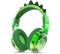 JYPS Cuffie Bluetooth Bambina, Metallico Cuffie Bambini Wireless Over Ear con Microfono Bluetooth 5.3, 74/85/94dBA Volume limitato, 40H Tempo di Riproduzione, per Musica/Scuola (dinosauro, verde)