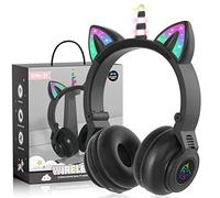 JYPS Cuffie Bluetooth Bambina, Unicorno Cuffie Bambini senza Fili, con Orecchie da Gatto con Luce a LED, Wireless Cuffie Bluetooth Over Ear per Bambina/Bambino/Ragazze, con Slot per Schede SD