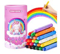 JYPS Pastelli per Bambini, 24 Pastelli Non-Tossici Colori cera con Portamatite, Torsibile Crayons per Bebe 1 2 3 Anno, Lavabili Pennarelli Forniture Artistiche per Regalo per la Ragazza 5-12