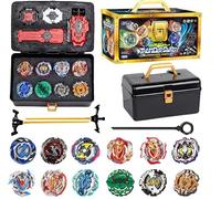 JYQOQH 12 in1 Burst Trottole, 12 Trotto-le Trottole da Combattimento, 3 Lanciatore, 1 Manico e Scatola Portaoggetti, Top Burst Gyros Set, Trottole e Burst Lanciatore per Bambini