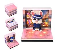 JYQOQH Calendario 3D 2027, Blocco Note 3D Arte Strappante, Agente Coniglio | Blocco Note 3D con Luce LED e Vetrina Trasparente Cristallo, 3D Memo Pad Papie Per Regali Di Natale