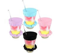 JYSNOW 4 Pezzi Copri Bicchiere Anti Droga, Copribicchieri Anti-Spuntoni per Bevande, Protezione Elastica Riutilizzabile con Foro per Cannuccia, Drink Protector, Sicurezza per Spiaggia Bar Feste