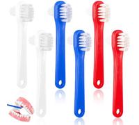 JYSNOW 6PCS Dentiera Spazzola, Portatile Spazzolino da Denti per Protesi, Spazzolini Denti a Doppia Testa per Dentiere, Apparecchi Ortodontici, Bites e Allineatori InvisibiliAdulti