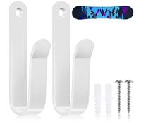 JYSNOW Porta Snowboard, Snowboard Accessori Gancio Muro, Porta Sci da Muro, Supporto da Parete Orizzontale, per Tavole, Longboard, Wakeboard, Pattini Rotelle, Casa e Garage 2 Pezzi (Bianco)
