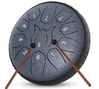 JYTMUS Tamburo in acciaio a 11 note, 15,2 cm, con borsa per batteria, libro musicale, bacchette, supporto per martello, plettri per dita, tamburo per la lingua per yoga, meditazione, educazione