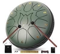 JYTMUS Tamburo in acciaio a 11 note, 15,2 cm, per esterni, con borsa per batteria, libro di musica, mazzuole, supporto per martello, plettri e adesivi, tamburo in acciaio per yoga, meditazione,