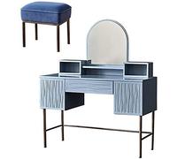 Jyuiipcz Elegante set da toeletta con specchio, sgabello imbottito, grande vanità per il trucco con ripiani e cassetti, tavolo da toeletta per camera da letto